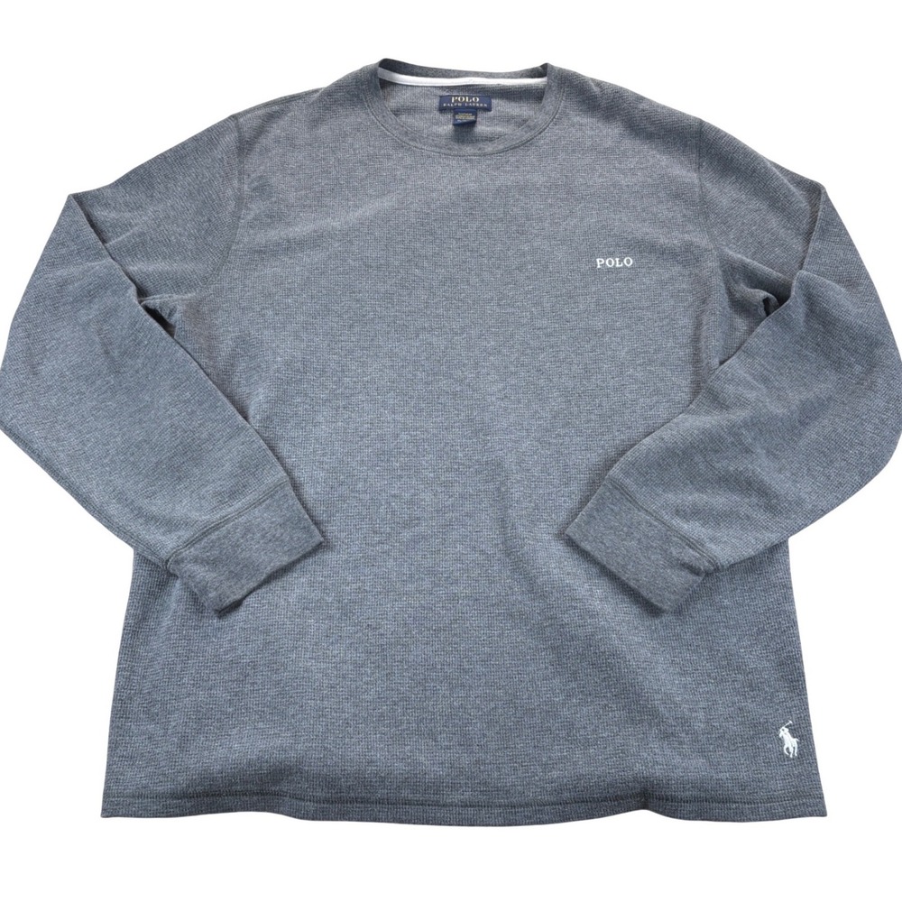 Polo Ralph Lauren Sleepwear Shirt Mens XL Gray Waffle Knit Thermal